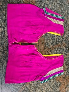 Double Color saree Yellow N Pink