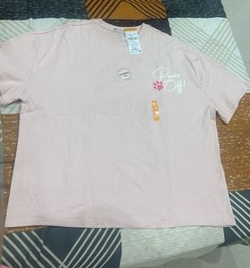 Pink "Paws Off!" Graphic T-Shirt