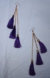 Purple Tassel Drop Earrings