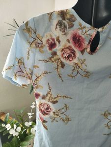 Light Blue Floral Print Top