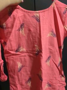 Pure Cotton Cute Pink Kurta With Black Detailing