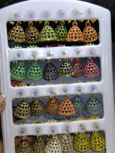 Assorted Peacock Jhumka Earrings Set in 12