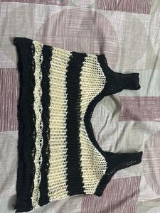 Striped Crochet Knit Top