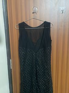 Sparkling Black Sheer Neckline Dress