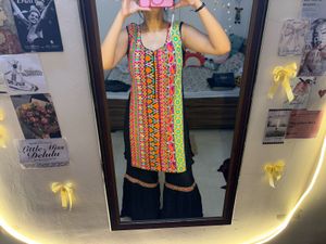 Vibrant Embroidered Kurta with sharara