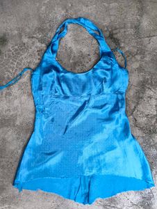 Sparkling Blue Halter Neck Top