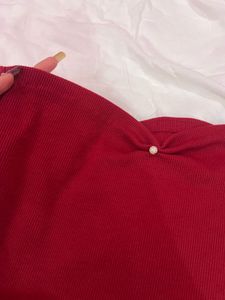 Pearl design red tube top