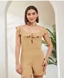 Chic Tan Off-Shoulder Romper