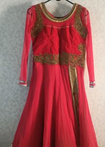 Red Embroidered Ethnic Gown