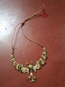 Peacock Design Necklace with Stones