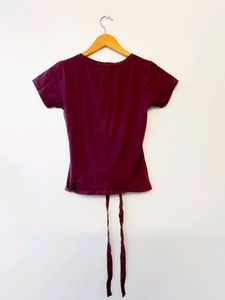 Tally Weijl Goth Corset Burgundy Maroon Tie Up Tee
