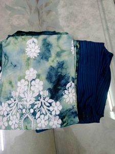 tie n dye chikankari Kurta with bottom