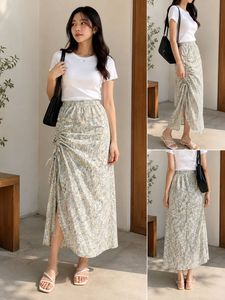 Floral Ruched Midi Skirt