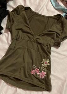 Y2K Olive Top