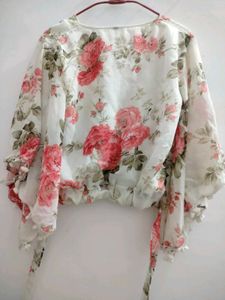 Floral Print Blouse with Bell Sleeves