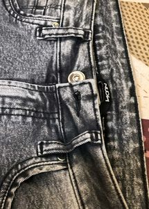 WESTSIDE NUON Grey Acid Wash Flare Jeans