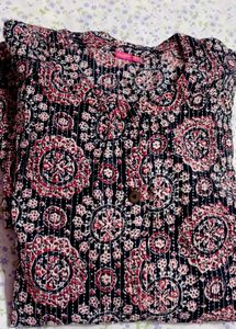 Printed Kurta with Black Bottom