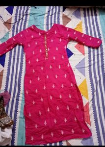 pink embroidery straight kurta