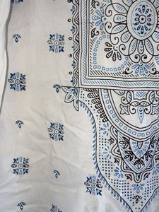 White Kurta with Blue Print