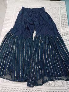 Blue Foil Work Kurti with Palazzo Pants