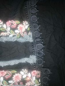 Black Embroidered Scarf