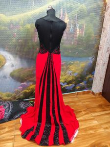Stunning Red &amp; Black Embellished Gown