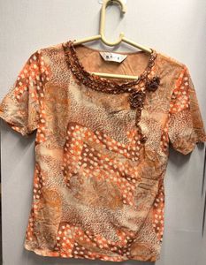 Vintage Y2K Patterned Sheer Top