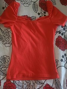 Red Fitted Top- Shein