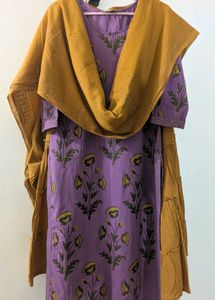 Purple &amp; Mustard Yellow Printed Kurta with Sharara