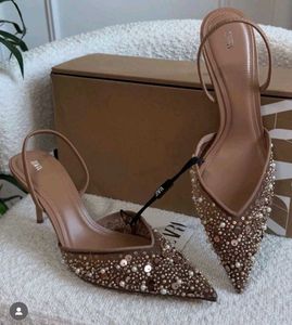 Zara Black Sequin Pointed Heels