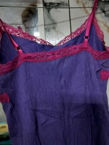 Purple Camisole with Pink Lace Trim