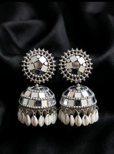 Mirror Work Jhumka Earrings