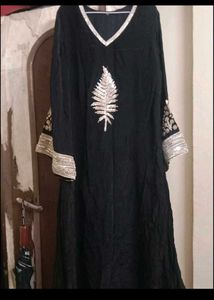 Elegant Black Kurta Set with Silver Embellishments