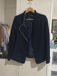 Navy Blue And  Black Classic Blazer