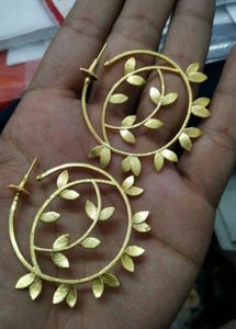 Unique Leaf Design Hoop Earrings