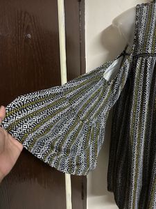 Boho Print Cold Shoulder Tunic Top