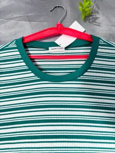 Green Striped Long Sleeve Top