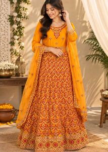 orange wedding gown
