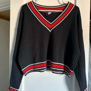 H&M Red & White Trim Sweater