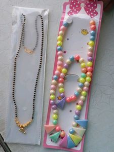 Gold Black Bead Mangalsutra & Colorful Beads Set
