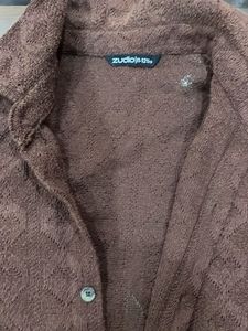 Brown Textured Button-Up Top