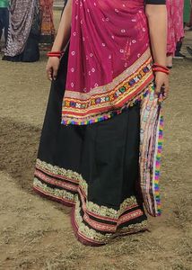Designer Black Silk Satin Ethnic Skirt Lehenga