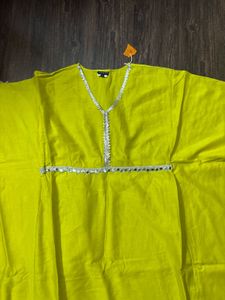vibrant green kaftaan  with Mirror Work