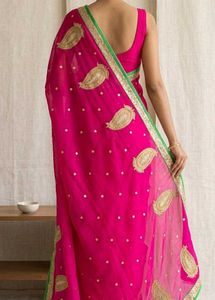 Elegant Pink Embroidered Saree