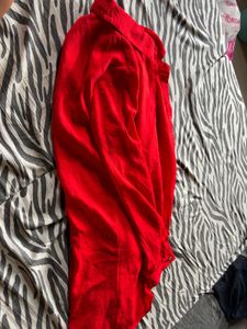 Bright Red Button-Down Shirt