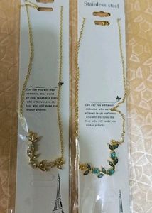 Anti tarnish Delicate Crystal Leaf Necklace