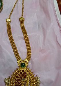 Set of Lakshmi Earrings, Necklace, Ban