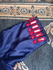 handmade royal blue gaji silk princess cut blouse