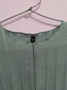 Ribbed Green Short Sleeve Top
