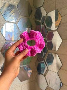 Fuzzy Pink Scrunchie